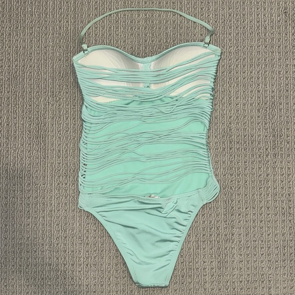 The Bikini Lab Multi-Strap Strappy Back One Piece Swimsuit Mint Turquoise Blue S - Picture 2 of 2